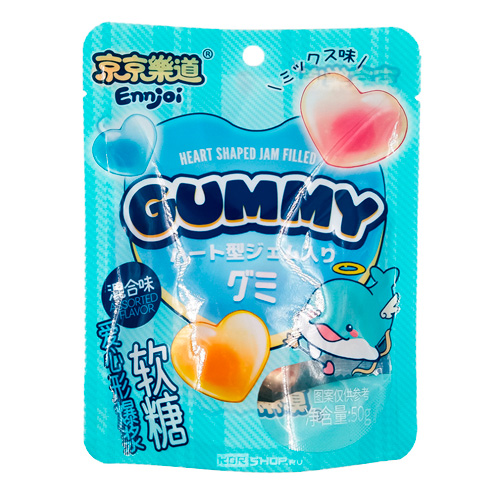 Желейные конфеты Guandong Heart Shaped Jam Filled Gummy   50гр