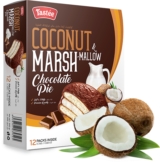 Печенье бисквитное Coconut marshmallow Chocolate Pie со вкусом кокоса, 300гр.