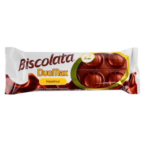 Вафли Biscolata DuoMax Hazelnut с молочной начинкой   44гр