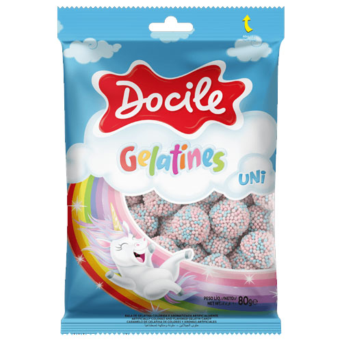 Жев.мармелад DOCILE DOCILE GELATINES UNI (ЕДИНОРОГ со вкусом клубники)   80гр
