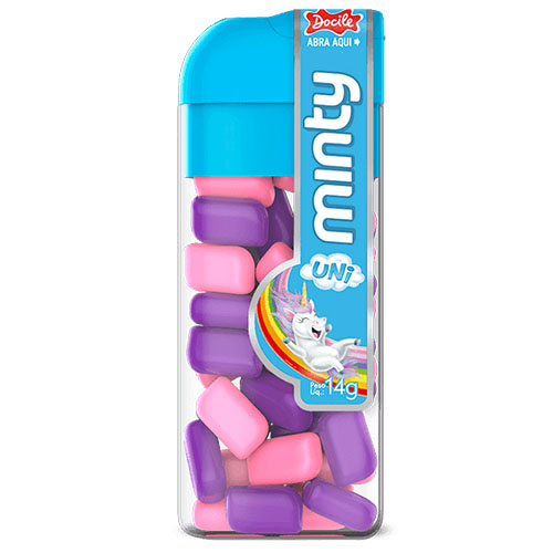 Прессованные конфеты (8962)  DOCILE MINTY UNI (со вкусом винограда и тутти-фрутти), 14 гр, 1/12
