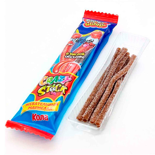 Жев.мармелад Crazy Gummy CRAZY STICK в кислой обсыпке Колы   20гр