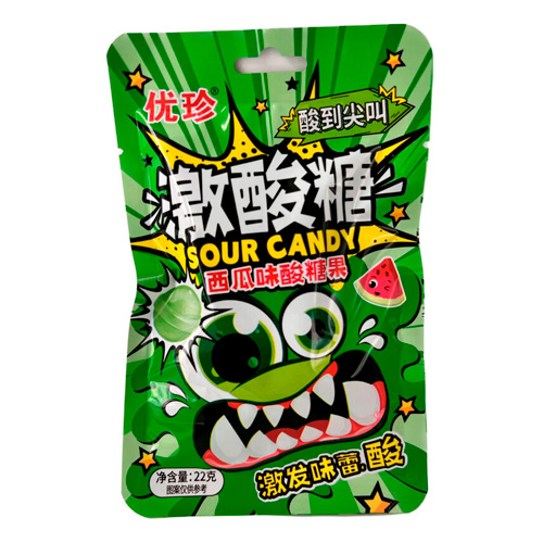 Конфеты Hong Tai Kee  кислые с шипучкой со вкусом арбуза   22гр