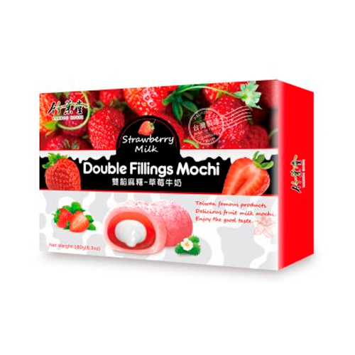 Рисовое пирожное Double Fillings Клубника с молоком   180гр