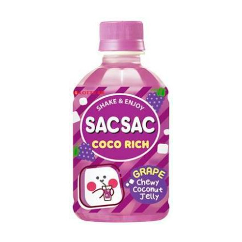 Напиток Lotte Sac Sac Coco Rich Grape с кусочками кокосового желе  280мл