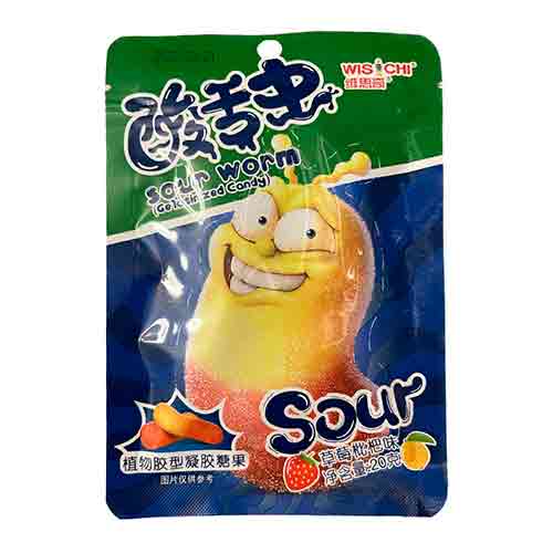 Мармелад Wisichi Sour Worm Клубника-Лимон 20гр