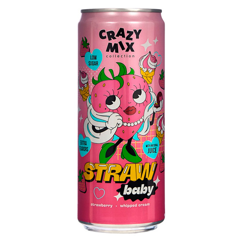 Газ.напиток Crazy Mix Straw Baby м  330мл