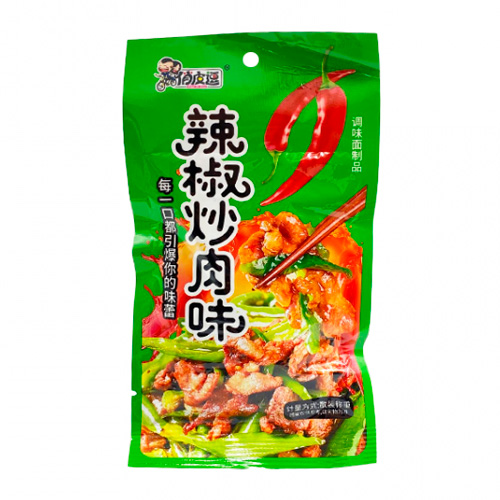 Снек Qiao pi dou со вкусом жареного мяса с перцем чили   20гр