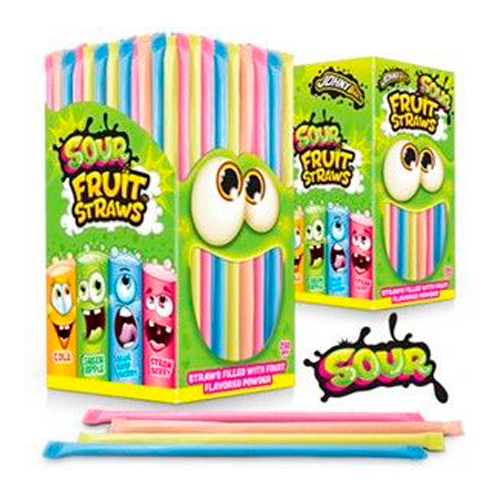 Шипучка кислая в трубочке Fruit Straws Sour Johny Bee 3гр