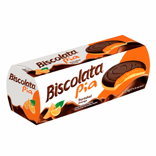 Печенье Biscolata Pia KEK с апельсиновой начинкой пок.темным шоколадом   100гр