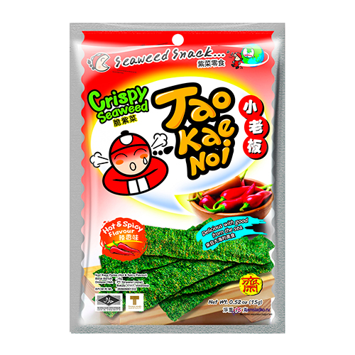Снеки из морских водорослей Hot&Spicy TAO KAE NOI 15гр.