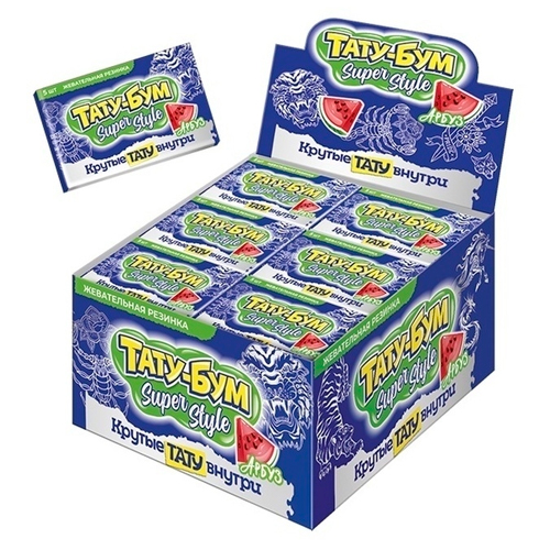 Жев. резинка "Тату-Бум Super Style" со вкусом арбуза 12гр.