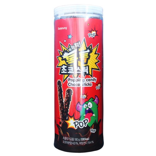 Печенье Sunyoung "Палочки шоколадные с взрывающейся карамелью (Popping candy)" 18гр."
