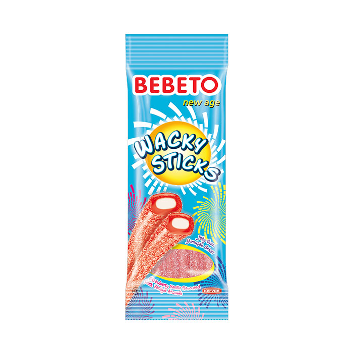 Жевательный мармелад Bebeto Wacky Sticks со вкусом клубники и ванили 75гр
