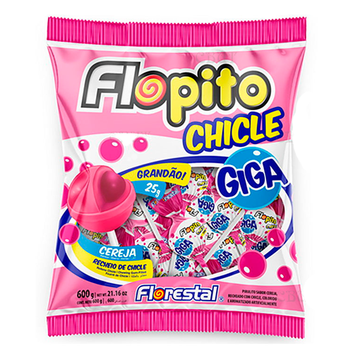 Леденец с жевательной резинкой Flopito Giga вишня 25гр.