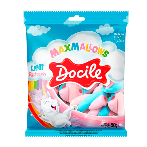 Зефир MaxMallow Unicorn Цветные с начинкой вкус ваниль 50гр.