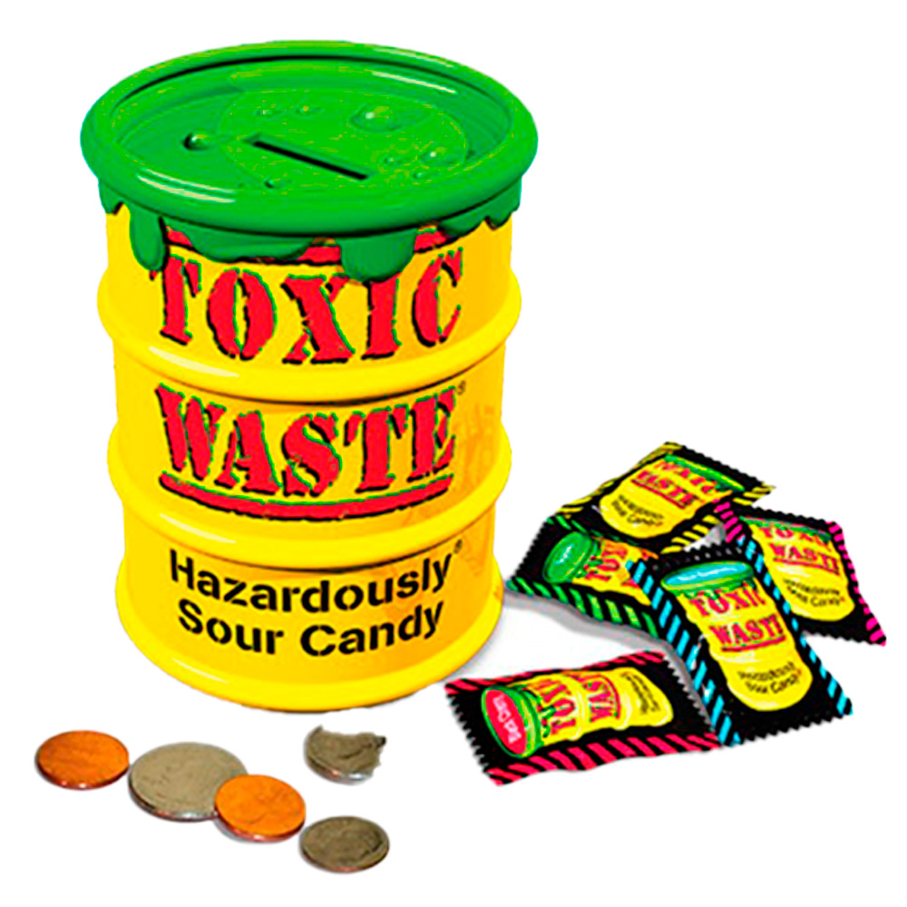 Леденцы Toxic Waste большая банка-копилка    84гр