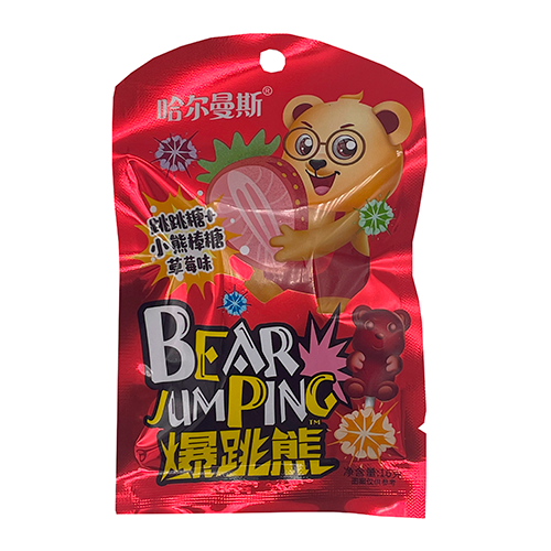 Леденец Bear JumPing на палочке+шипучка (Клубника) 16гр
