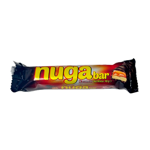 Шоколадный батончик Nuga bar с нугой и карамелью    40гр
