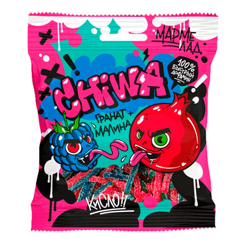 Жев.мармелад Chi-Wa-Wa Graffiti Spaghetti Garnet Raspberry  90гр