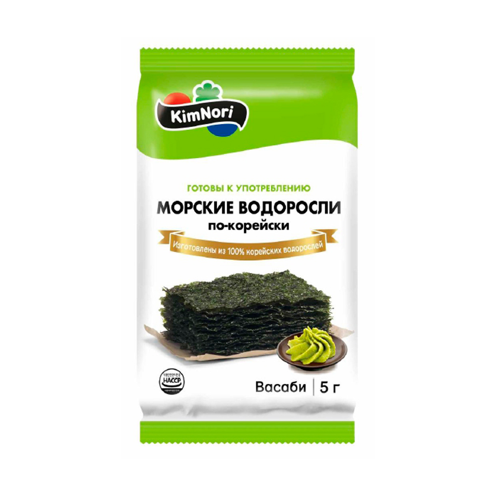 Чипсы из морских водорослей KimNori Порфира со вкусом Васаби   5гр