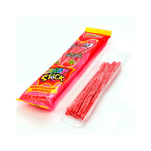 Жев.мармелад Crazy Gummy CRAZY STICK в кислой обсыпке Клубники   20гр
