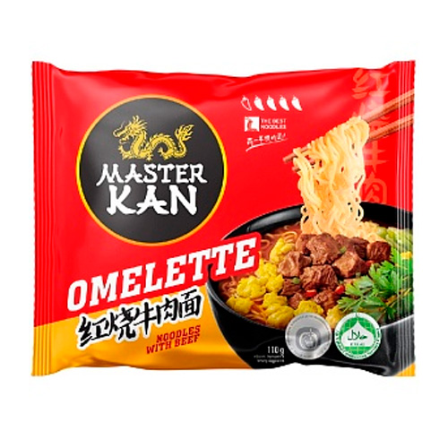 Лапша Master Kan с омлетом и с говядиной  пакет 110гр
