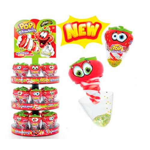 Леденец с драже Johny Bee Pop Strawberry