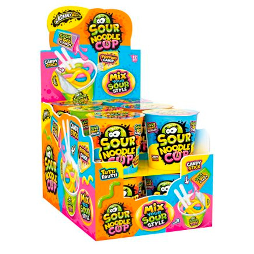 Жев.мармелад Johny Bee +декстрозное драже+гель+шипучка Sour Candy Noodle Cup  65гр
