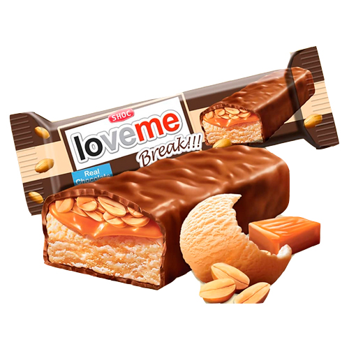 Батончик Loveme с арахисом, карамелью и нугой 50гр.