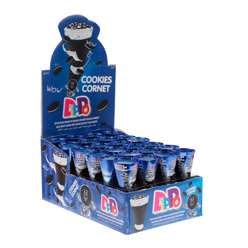 Вафельный рожок DIPPO Cornet Cookies с молочной начинкой и  какао-печеньем   25гр