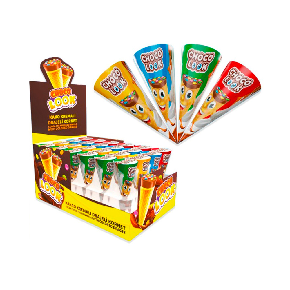 Вафельный рожок Choco look с шоколадной начинкой   20гр