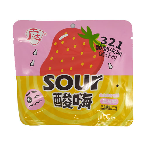 Конфеты SOUR 321 Клубника кислые 22гр