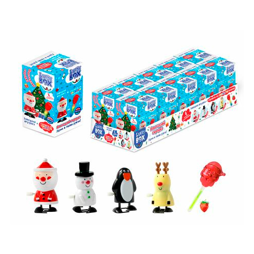 Lucky Box Заводная игрушка + карамель на палочке 10гр (синяя)
