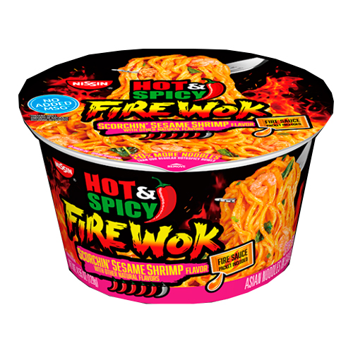 Лапша Nissin Spicy Fire Wok креветка с кунжутом 129гр.