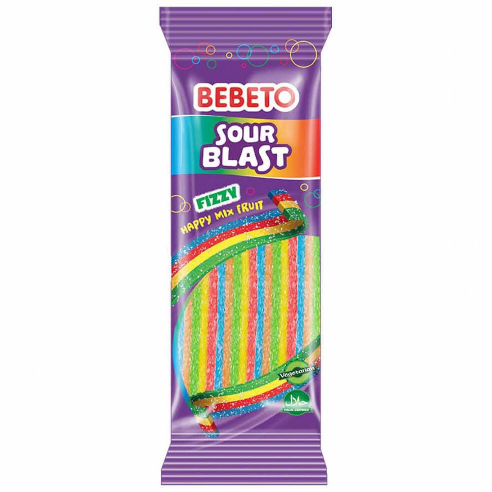 Мармелад Bebeto Sour Blast Fizzy Happy Mix Fruit 180гр