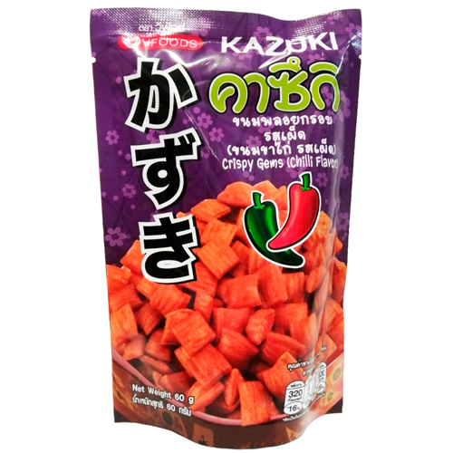 Снек Kazuki хрустящие кубики острые с перцем чили 60гр.
