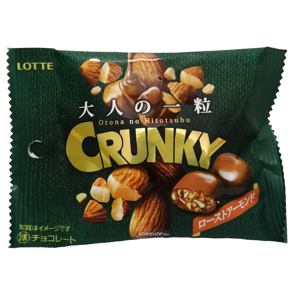 Шоколадное драже Crunky с жареным миндалём Lotte 34гр