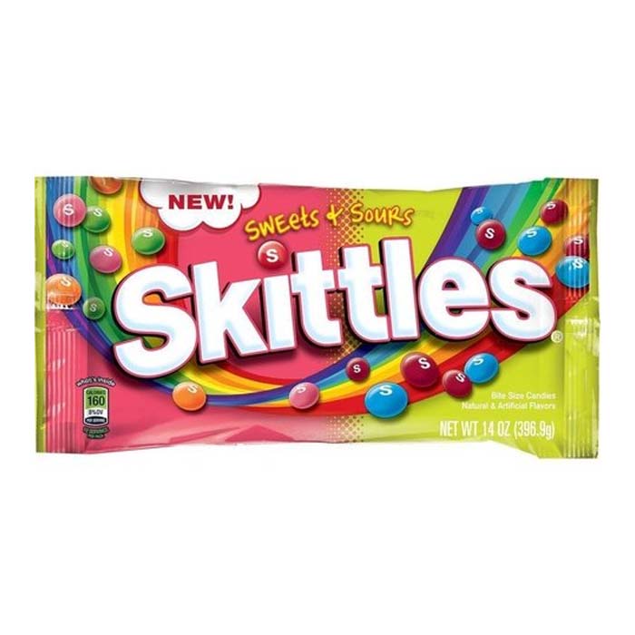 Драже Skittles Sweet Sours с фруктовой шипучкой внутри 56гр. США
