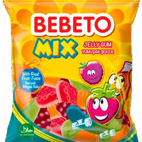 Мармелад Bebeto MIX со вкусом лимона, клубники, апельсина, яблока и колы 70гр