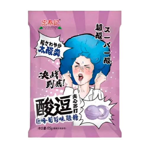 Конфеты Hong Tai Kee  Foods Super Sour Grape   65гр
