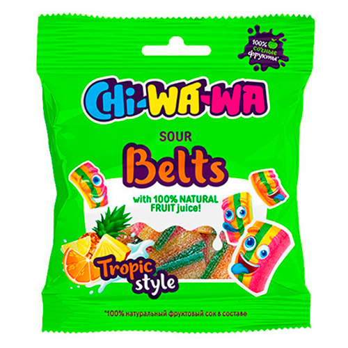 Жев.мармелад Chi-Wa-Wa Sour Belts Tropic Style  120гр