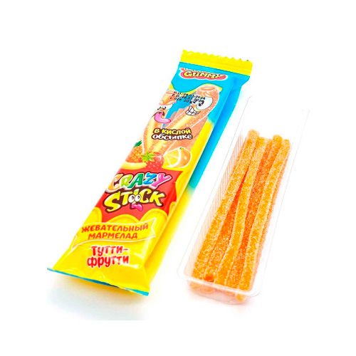 Жев.мармелад Crazy Gummy CRAZY STICK в кислой обсыпке тутти-фрутти   20гр