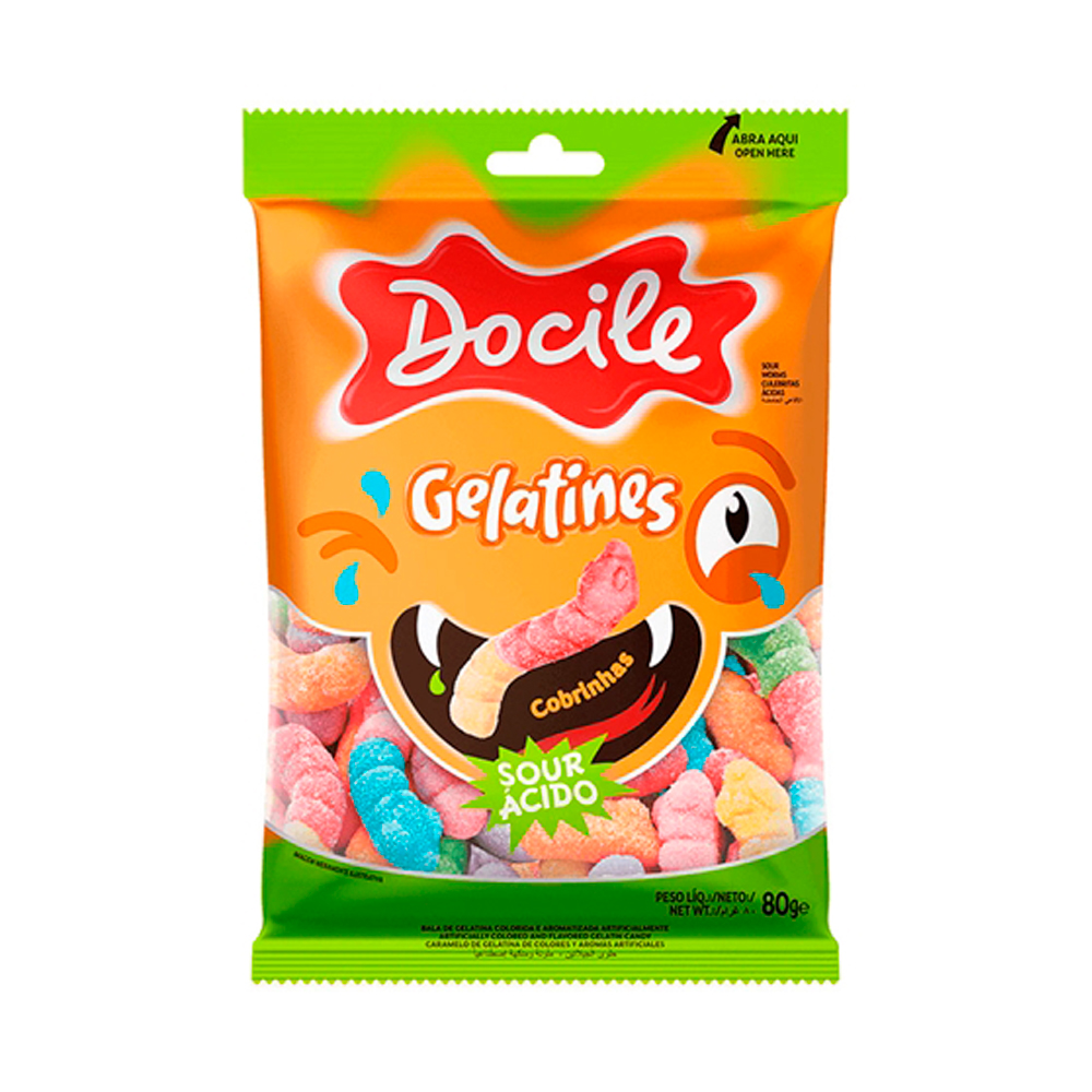 Жев.мармелад DOCILE Sour worms   80гр