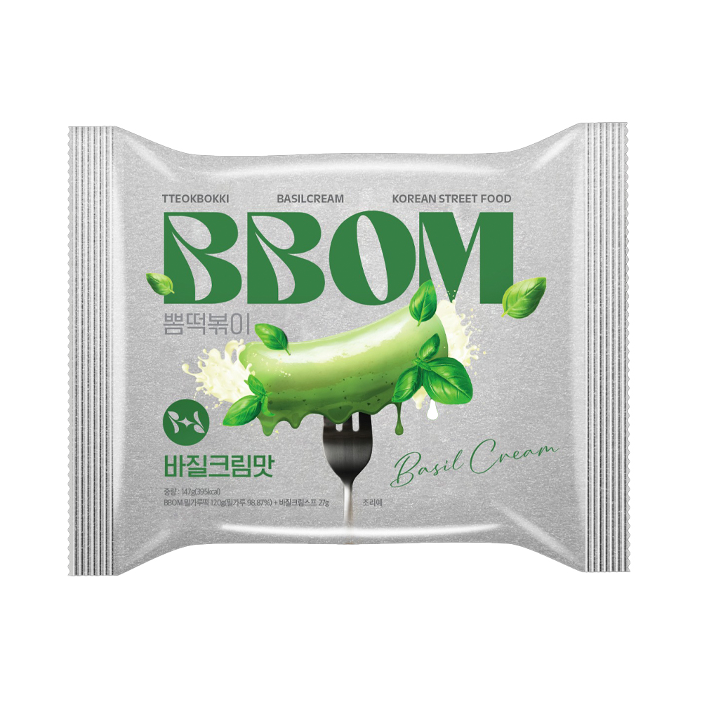 Рисовые палочки BBOM Tteokbokki Basil Cream   147гр