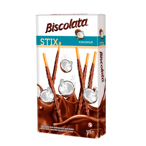 Палочки Biscolata Сoconut  покрытые мол.шоколадом  32гр