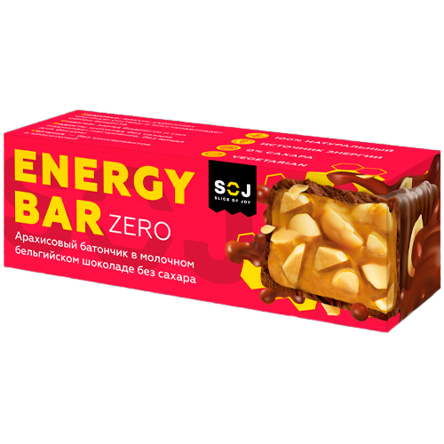 Арахисовый батончик Energy Bar Zero в молочном бельгийском шоколаде 45гр.