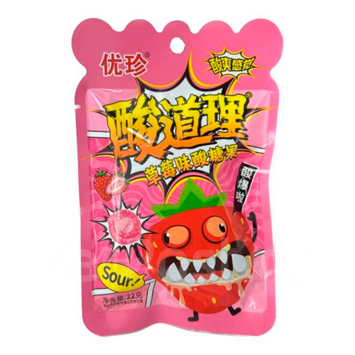 Конфеты Hong Tai Kee  Crazy Strawberry с шипучкой   22гр
