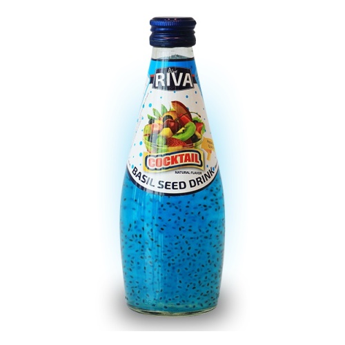 Напиток Blue Riva с семенами базилика вкус фруктового коктейля 290мл. Тайланд