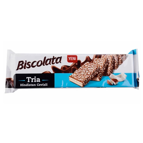 Вафли Biscolata Tria с кокосовой начинкой покр.молочным шоколадом 100гр